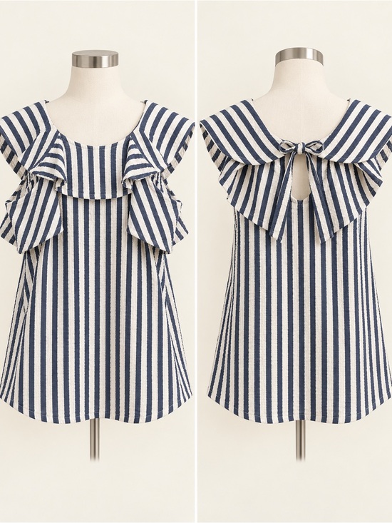 Eva Franco Tops - Anthropologie Eva Franco Keely Striped Ruffle Top Petite Small